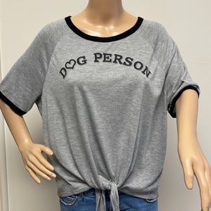 Fifth Sun “Dog Person” Top with Tie gray with black accents size XXL